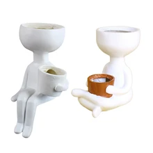 

Imitate Ceramic Abstract Vase Planter Human Face Creative Display Room Decorative Figure Head Shape Small Pots
