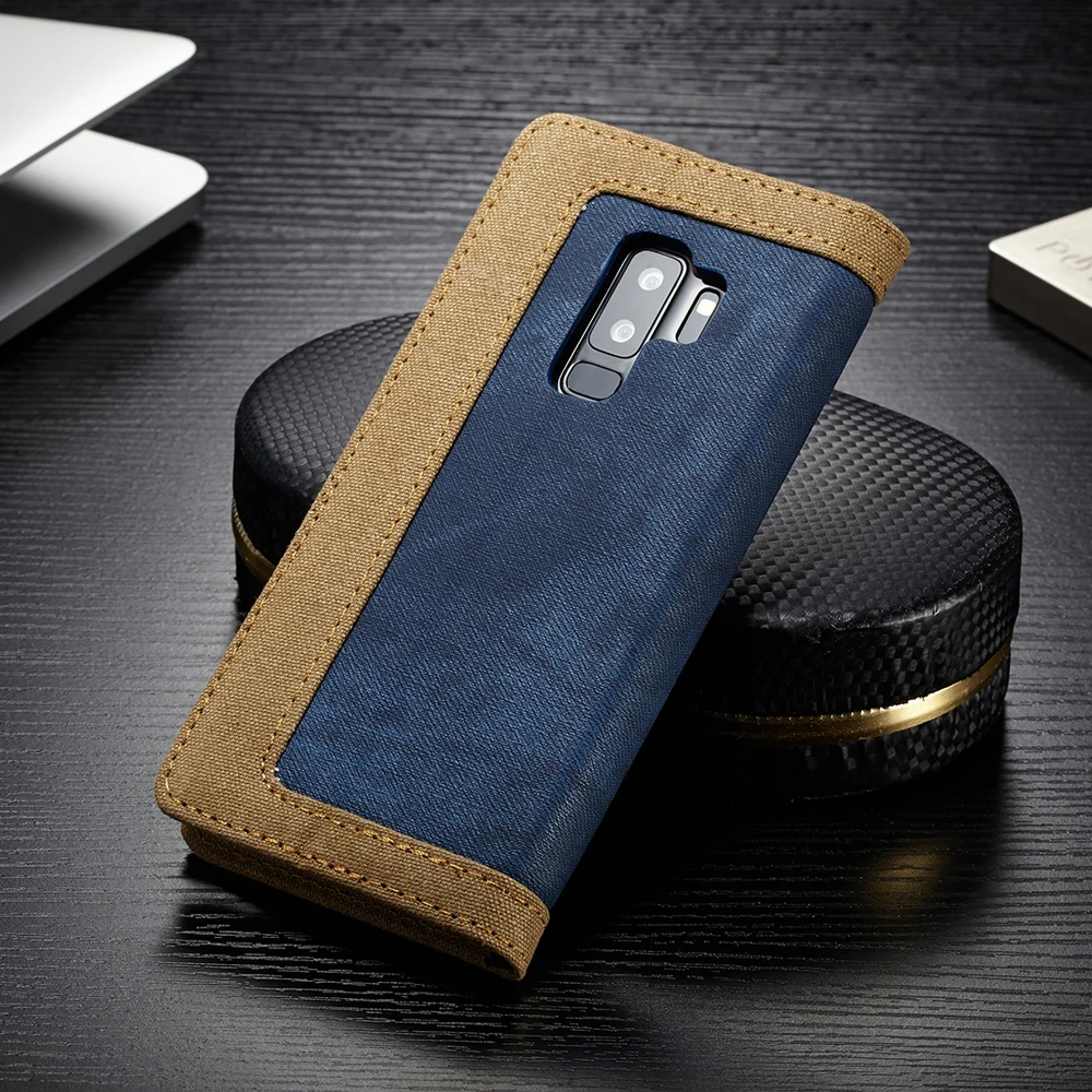 Джинсовый Магнитный Флип бумажник чехол для samsung galaxy S9 S8 S10 Plus S6 S7 Edge Note 8 9 S10e + Чехол