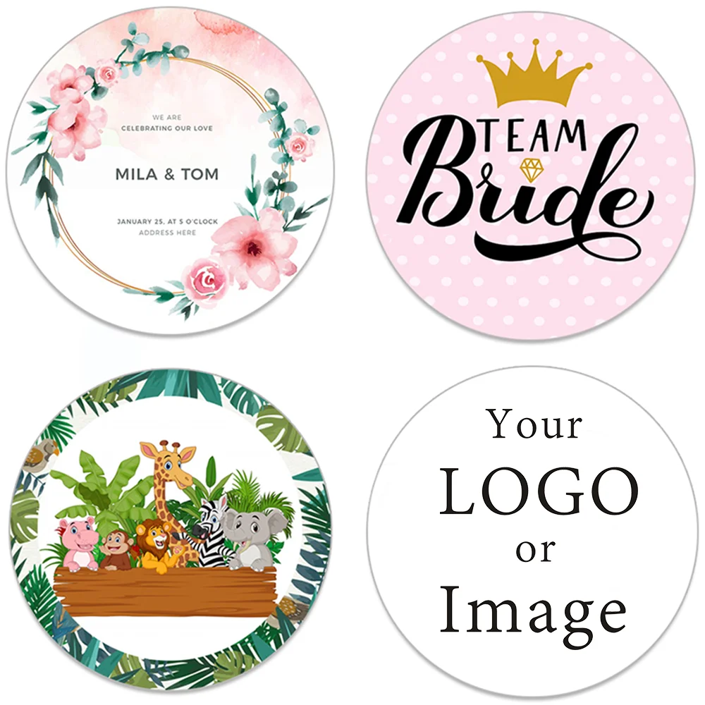 100 шт., 3 см, 4 см, 5 см, 6 см, 7 см, пользовательские наклейки и индивидуальный логотип/свадебные наклейки/DIY ПВХ/виниловые наклейки/персонализированные наклейки