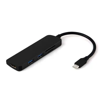 

5 in 1 USB Hub USB Type-C to HDMI 4K Adapter SD/TF Card Reader For TV MacBook ChromeBook Matebook