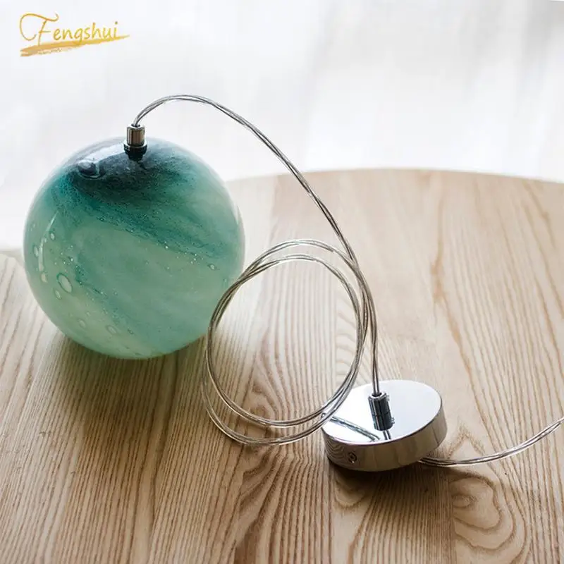 

European LED Glass Pendant Lamp Lighting Fixtures Modern Creativity Planet Pendant Lights Loft Living Room Bedroom Hanging Lamps