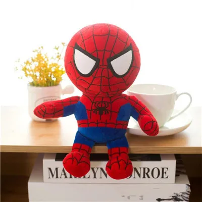 25cm The Avengers 4 Plush Toys Iron Man Deadpool Thanos Spiderman Stuffed Plush Toys Super Hero Doll Soft Toy - Цвет: Черный