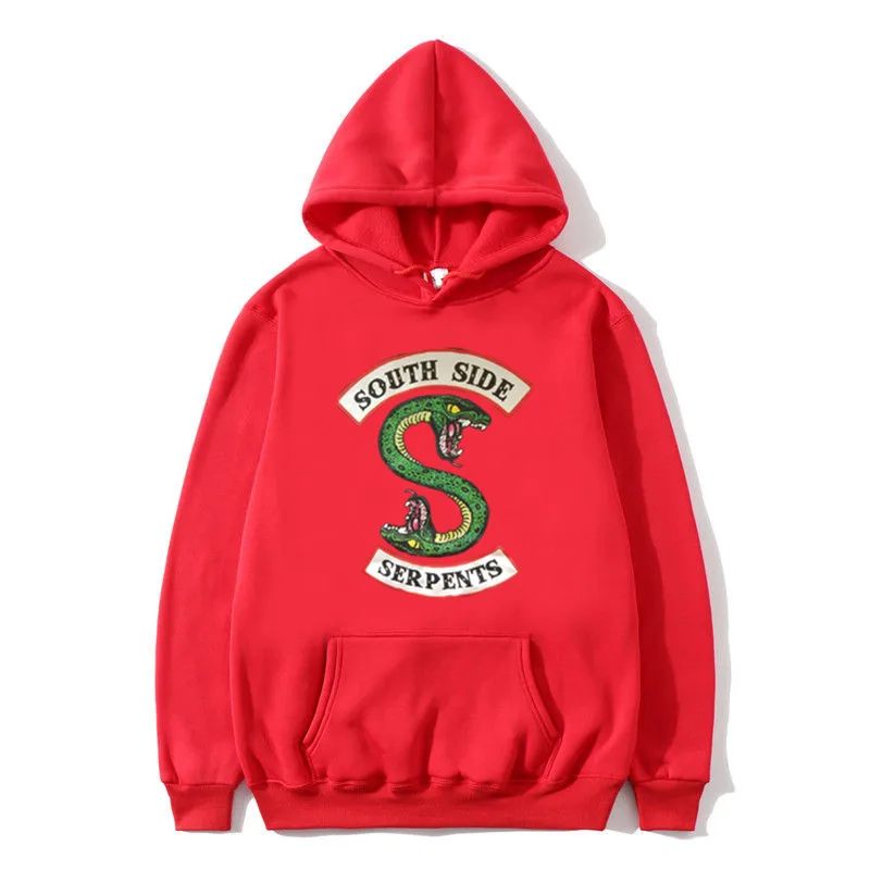 Riverdale South Side Serpents Hoodie Sweatshirts SouthSide Funny Cartoon Print Women/Men Hooded Pullover Tracksuit Female - Цвет: 14red