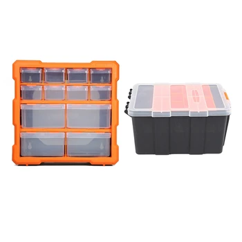 

F-156D Portable Plastic Tool Parts Box Suitcase Electrician Tool Box & Drawer PP+PS Parts Storage Box