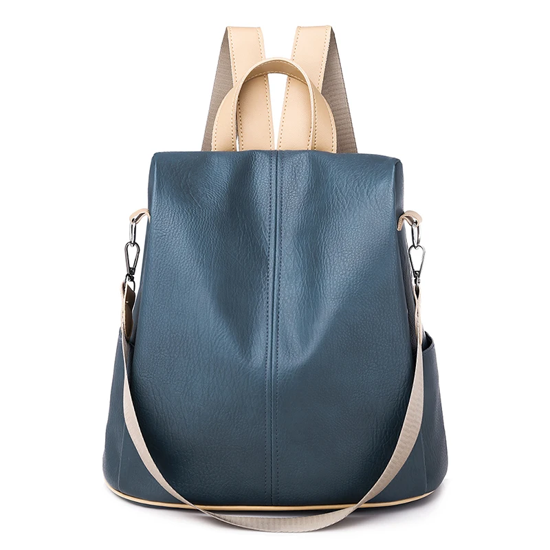 

Black Backpack Women Girls Ladies Female Fashion PU Leather Bagpack Bags Backpack For Teenage Girls With Purse 2020