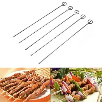 

10pcs Stainless Steel BBQ Needle meat goose Round Roast Barbeque Outdoor Picnic Skewers Skewers Camping Kitchen Utensils St P9Q9