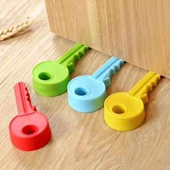 

1Pc Random Colors Silicone Key Style Safety Door Stopper Home Door Decoration Door Stop Doorstop Wedge Keychain Home Decorations