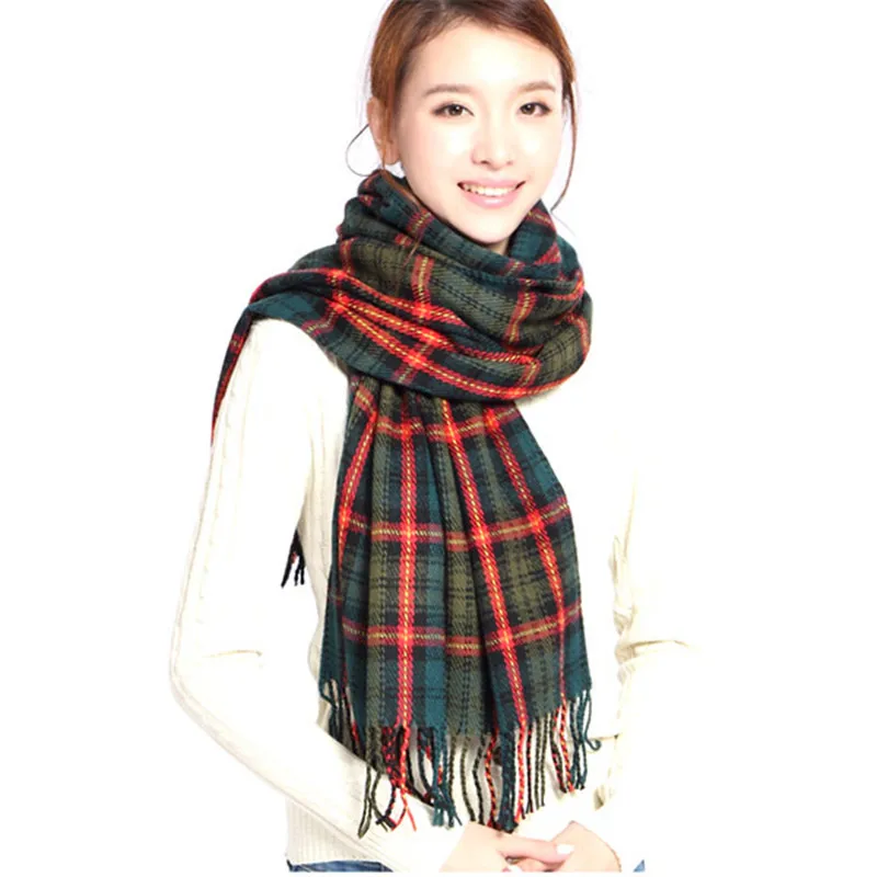 Fashion Women's Winter Stole Plaid Scarves ladies Cashmere Scarf long wool pashmina femme foulard female winter neck scarf