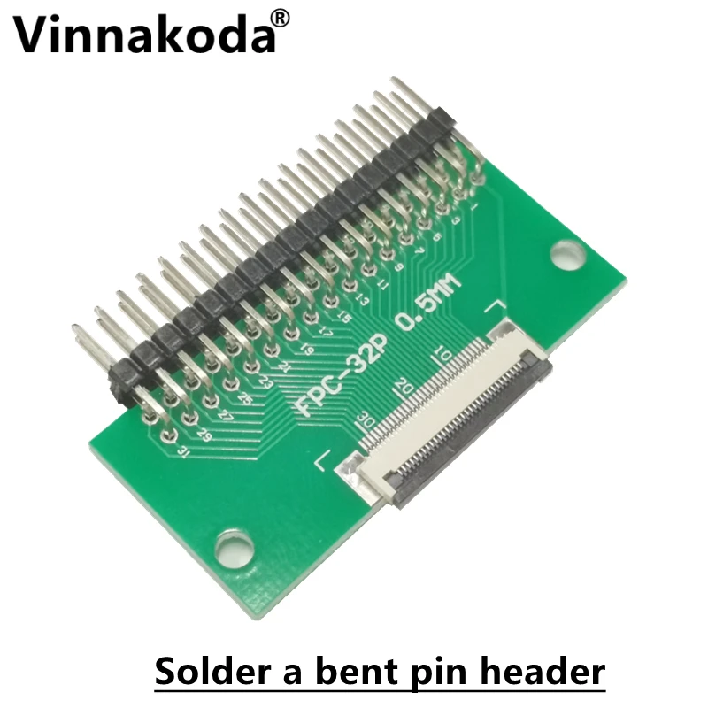 2PCS FFC/FPC adapter board 0.5MM-32P to 2.54MM welded 0.5MM-32P flip-top connector Welded straight and bent pin headers