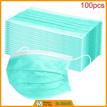 

100pcs Disposable Non-woven 3-Ply Dustproof Protective Masks Personal Health Care Anti-Dust Face Mask With Elastic Earloop masky