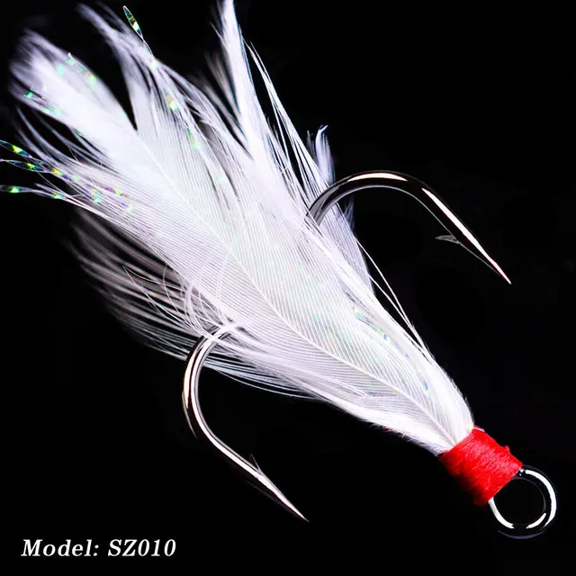 20pcs/lot Fish hook 2 4 6 8 10# Black /Red Fly Fishing Hook with 25 Colors Feather Fishing Tackle High Carbon Steel Barbed Hooks SZ010
