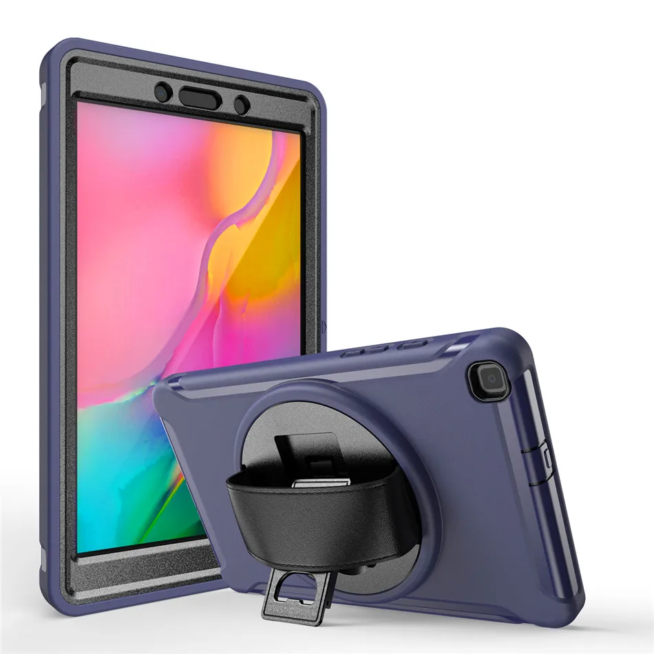 Синий Защитный чехол для samsung galaxy tab A 8,0 SM-T290, для SM-T295 T297 с поворотом на 360 градусов с подставкой+ ремешок на руку - Цвет: Синий