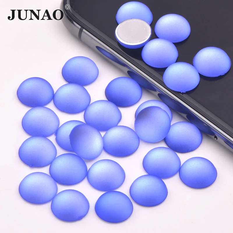 JUNAO 12 мм синий круглый украшения горный хрусталь аппликация Flatback Акриловые Хрустальные кабошоны страз не шьют камни для ювелирных изделий - Цвет: Blue