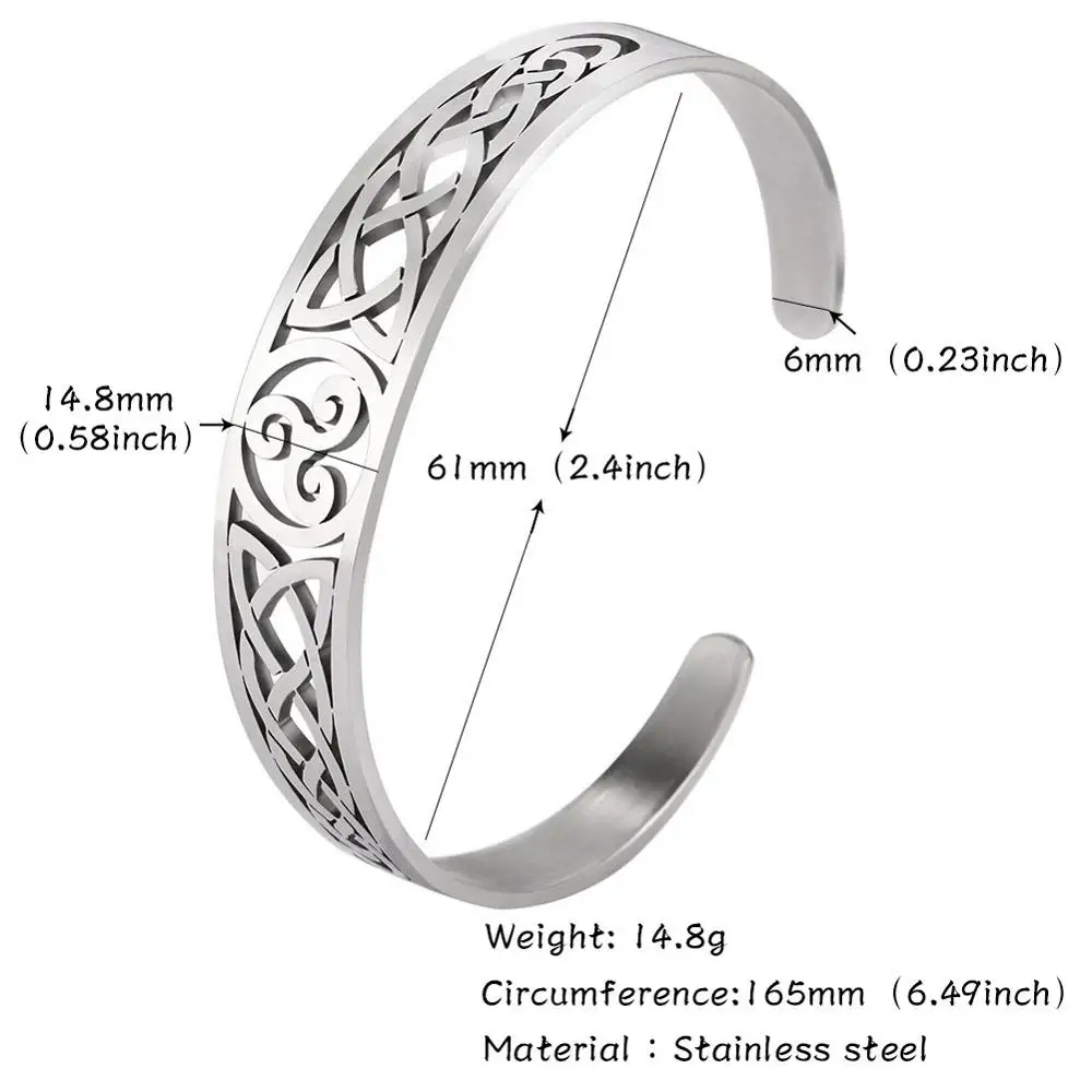 Skyrim Stainless Steel Bracelets Valknut Nordic Triskelion Vintage Gothic Irish Knot Amulet Cuff Bangle for Men Women