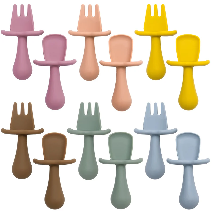 New Baby Feeding Silicone Mini Spoon Fork Baby Utensils Newborn Training Manipulative Ability Children's Tableware Baby Stuff 6