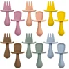 New Baby Feeding Silicone Mini Spoon Fork Baby Utensils Newborn Training Manipulative Ability Children's Tableware Baby Stuff 6