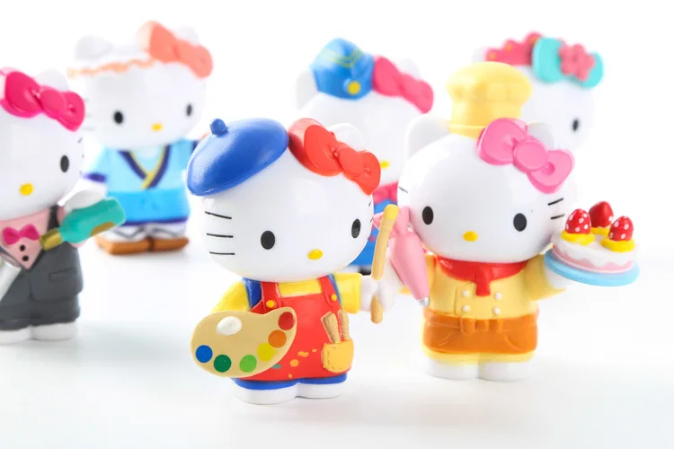 Мультфильм милый рисунок «Hello Kitty» «kt Cat» Бизнес сотрудник 6-куклы Гараж Комплект украшения