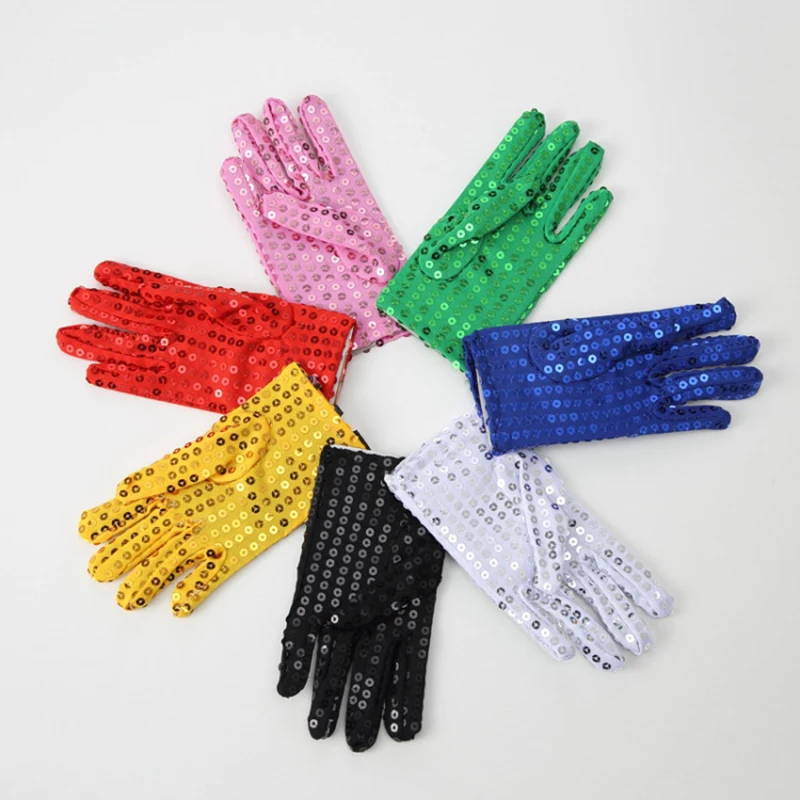 

1 Pair Kids Children Sparkling Sequins Dance Gloves Mittens for Stage Performance Halloween Xmas Birthday Party Gloves