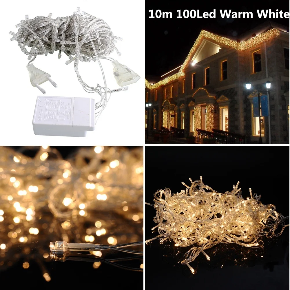 10m100Led Warm Рождественские украшения для дома светодиодный гирлянда для занавесок Новогоднее украшение гирлянда Arbol De Navidad Natal Kerst Decoratie - Цвет: 10m100Led Warm