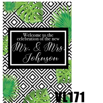 

HUAYI Green Leaves Black Geometry Photography Backdrop Wedding Party Customized Background Art Fabric Photo Studio Props VL171