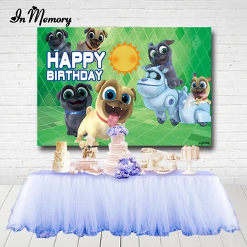 

InMemory bingo et rolly Cartoon Dogs Backdrops For Photo Studio Green 3D Boys Birthday Party Photographic Backgrounds Photocall