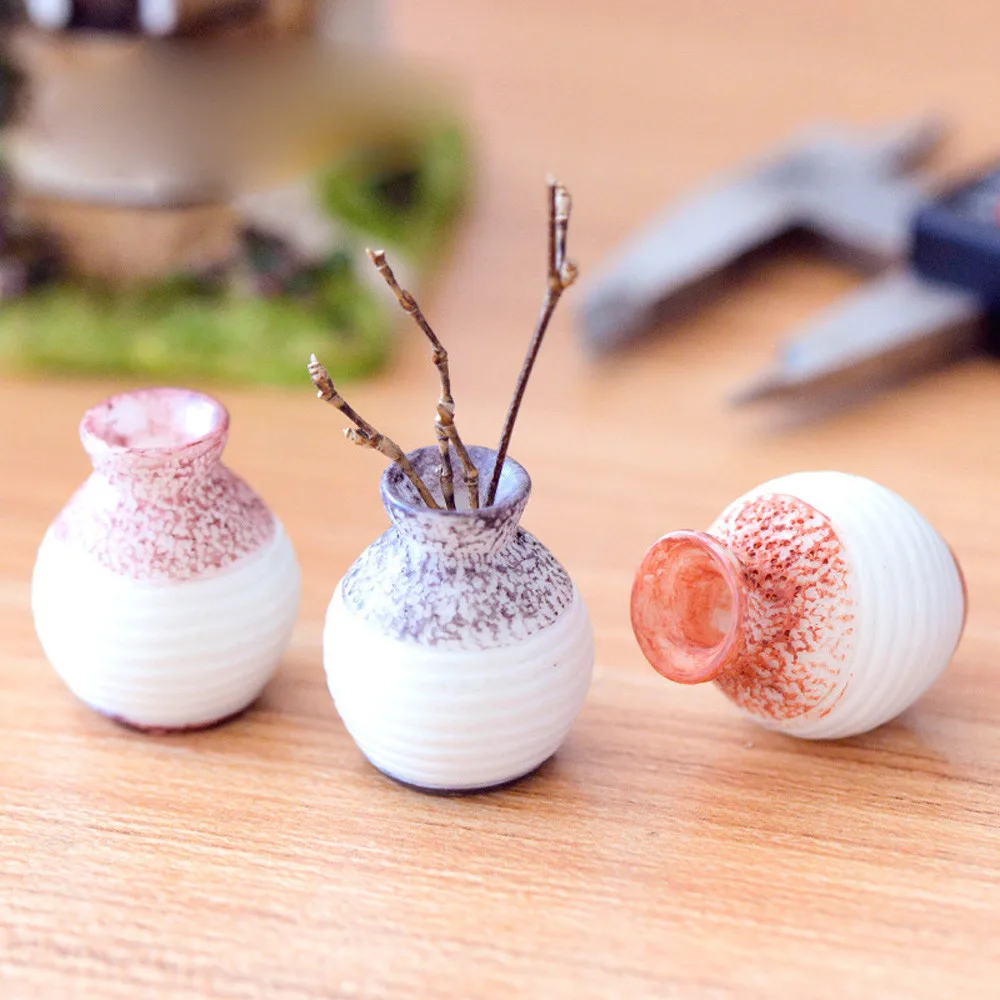 Resin Miniature Small Mouth Vase DIY Craft Accessory font b Home b font font b Garden