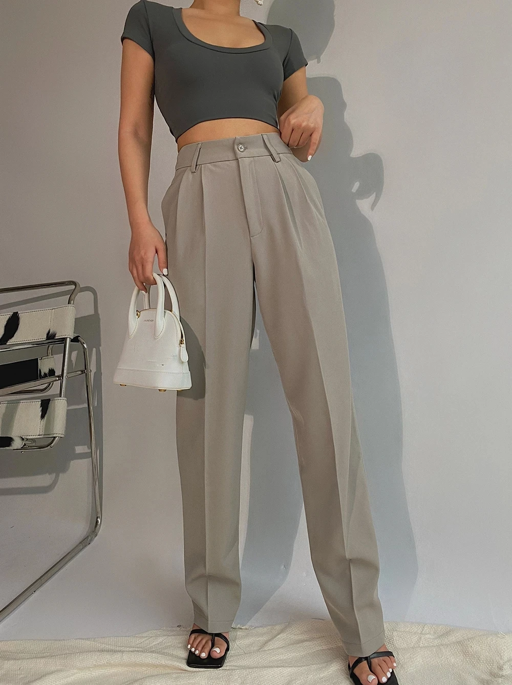 Spring New Office Lady High Quality Elegant Casual Fashion Wide Leg Women Female Pants Hot Sales