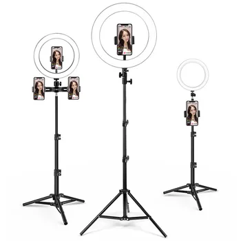 

F Studio flash strobe selfie flash ring light mobile phone bracket light supplementary LED beauty with Tripod Heads USB charging