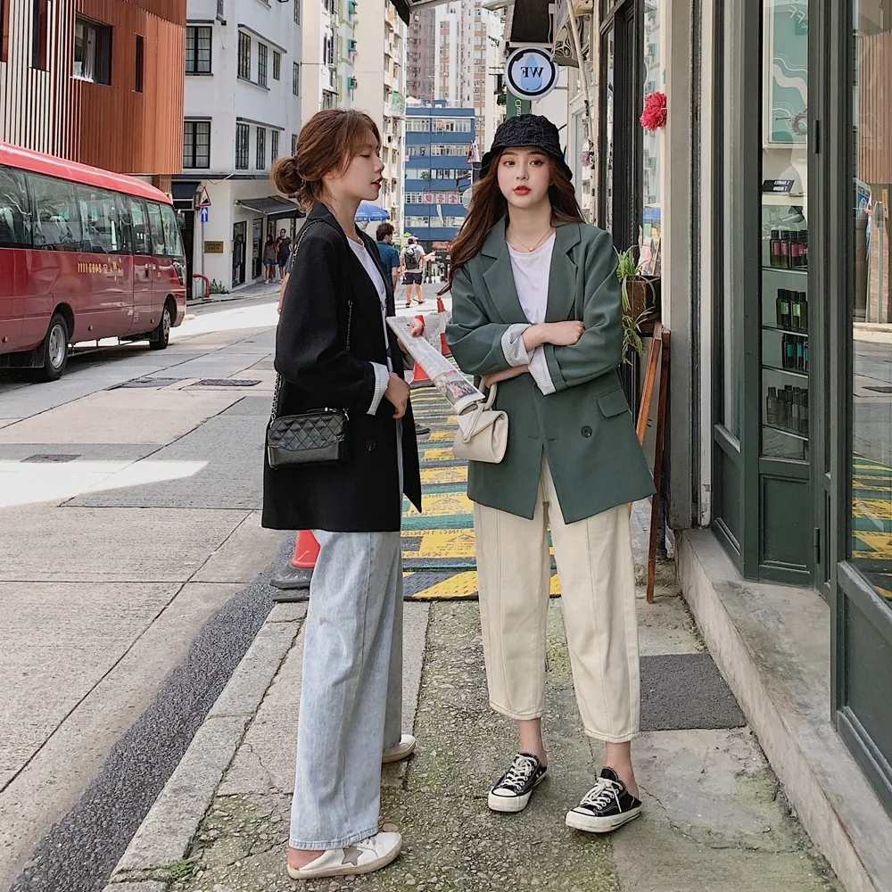 

Photo Shoot 2020 Spring New Style Korean-style Fashionable WOMEN'S Dress Retro CHIC Wind Cuff Stripes Short Small Suit Coat