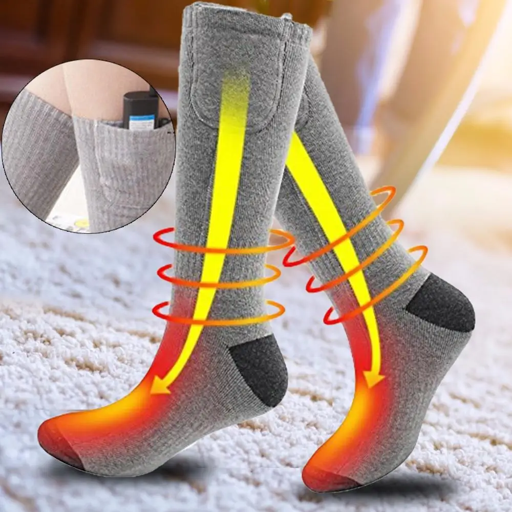 Утолщенные теплые носки с электрическим подогревом, носки с перезаряжаемой батареей для женщин и мужчин, зимние уличные лыжные велосипедные спортивные носки с подогревом