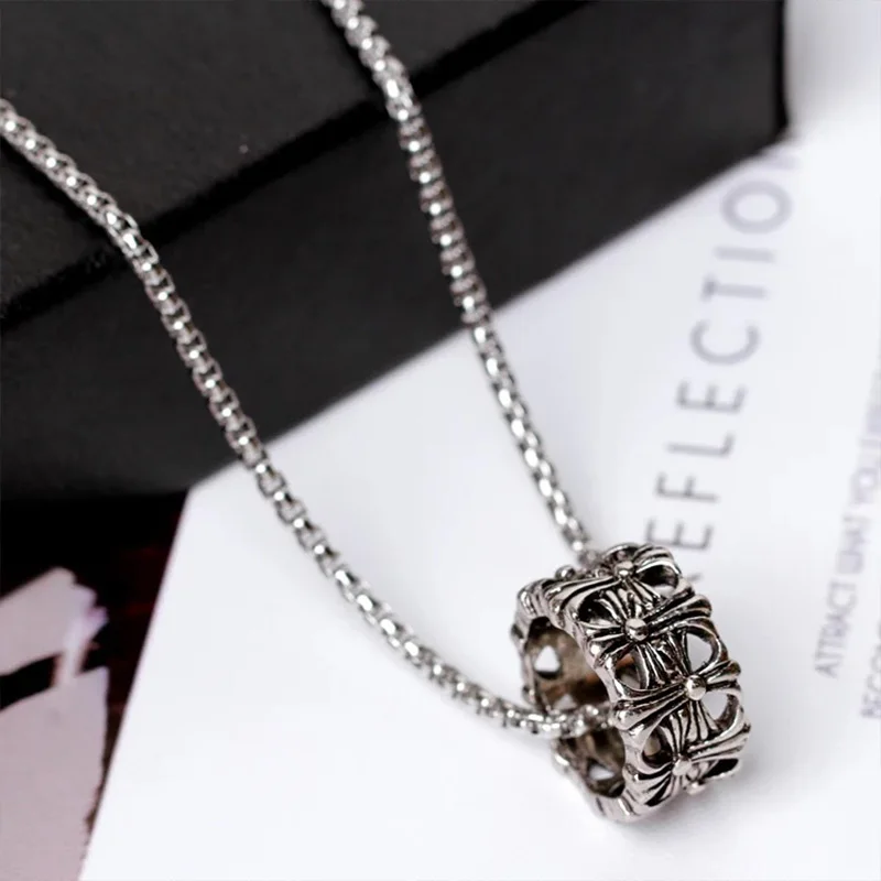 

European and American creative hangtag necklace with accessories men and women hip hop stainless steel pendant