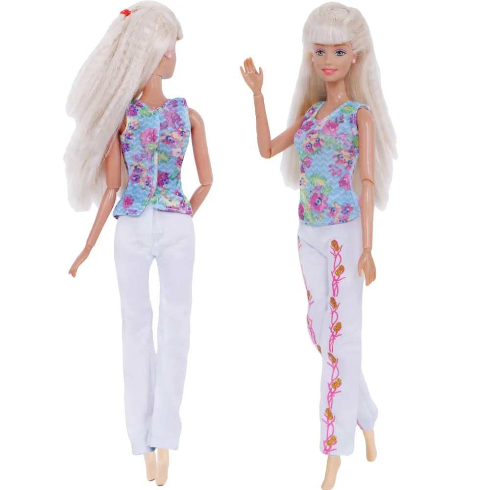 6 предметов/упаковка платья смешанного стиля наряды для Барби Кукла в купальнике повседневная одежда топы брюки юбка аксессуары для кукол игрушки