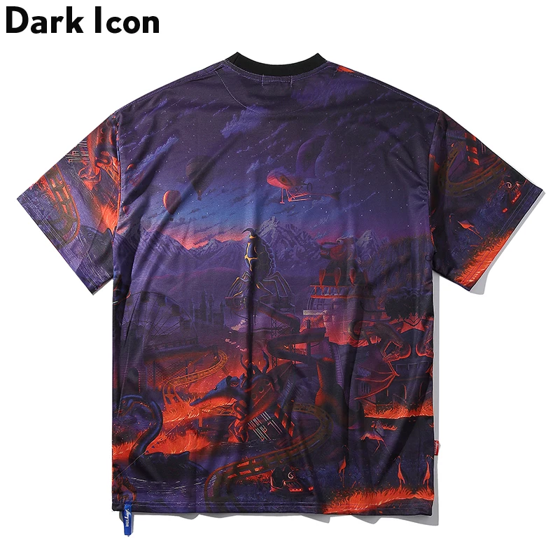 Мужская футболка с коротким рукавом в стиле Харадзюку Dark Icon Модная хлопковая