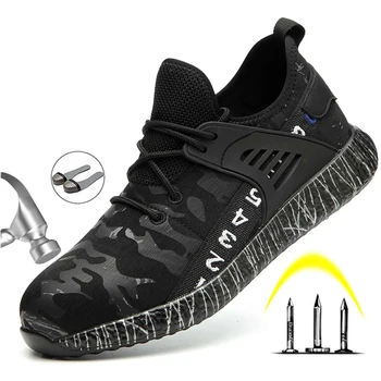 baratas Sapatos De Trabalho De Segurança Para Homem Botas De Pouco Peso Anti-esmagamento De Aço Toe Botas De Trabalho Masculino Sapatos De Segurança Tênis