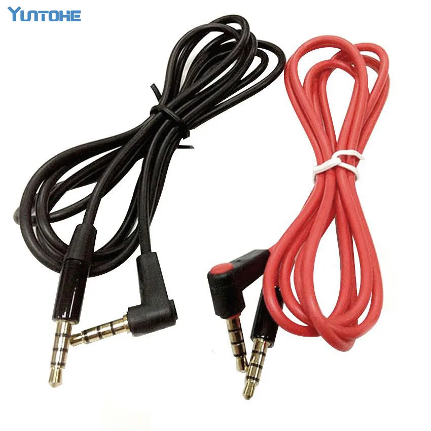 Wholesales 1 2M 3 5mm Male to Male Detox Pro Headphone Replacement Audio Extension Cable AUX Cable Red Black 500pcs lot