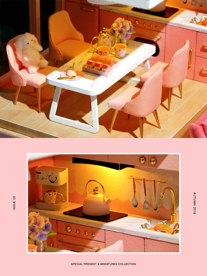 Новая мебель кукольный дом деревянный миниатюрный DIY кукольный домик набор мебели сборный Кукольный дом игрушки для рождества детский подарок для девочки