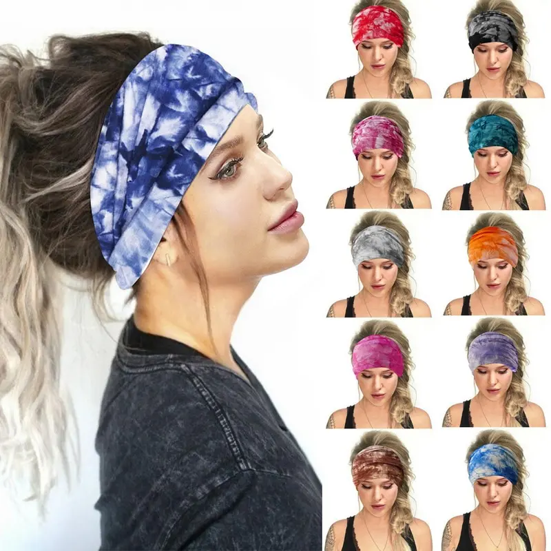 

WENYUJH Hip Hop Tie-Bandana Women Men Elastic Wide Headband Sports Yoga Running Hair Band Turban Headwraps Outdoor Hair Scarves