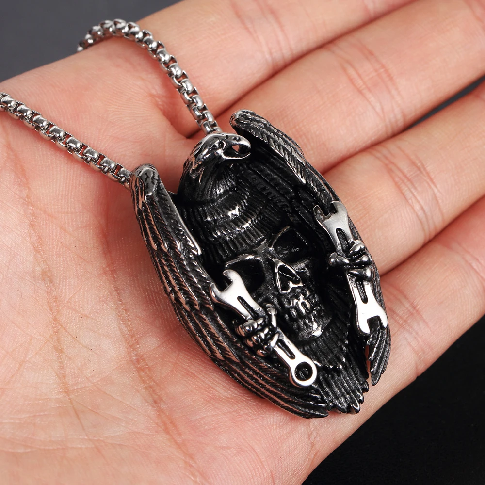 Подвеска в готическом стиле панк хип-хоп байкерское ожерелье из нержавеющей