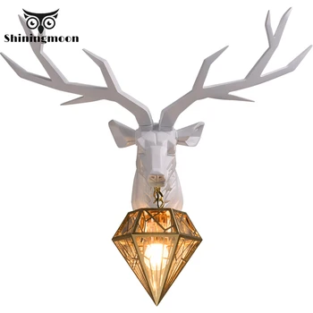 

Modern Resin Deer Art Wall Lamp Nordic Gold Glass Lampshade Wall Light Living Room Decoration Wall Lights for Home Vanity Light