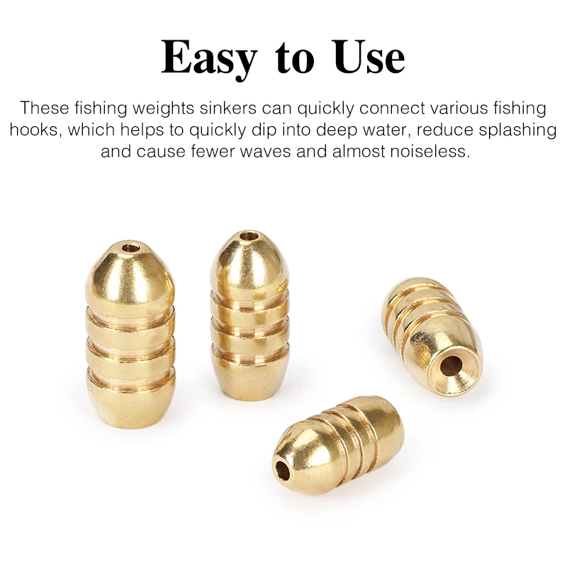 TSURINOYA Brass Sinkers 3.5g 5g 7g Bullet Type Weights Fishing