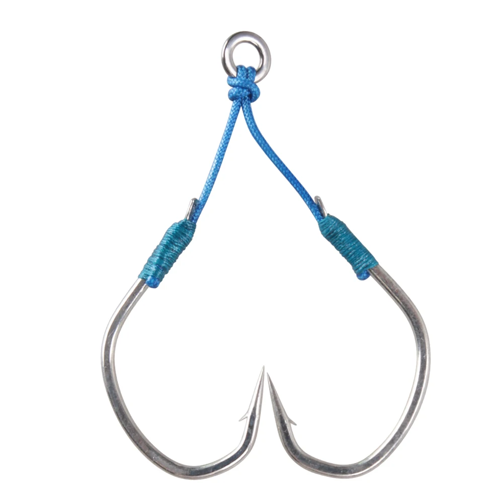 TAF 4 sets 2/0# 3/0# 5/0# Double Jigging Fishing Hook High Carbon Steel Barbed Hook for Jigging Fishing High Carbon Hooks Tackle