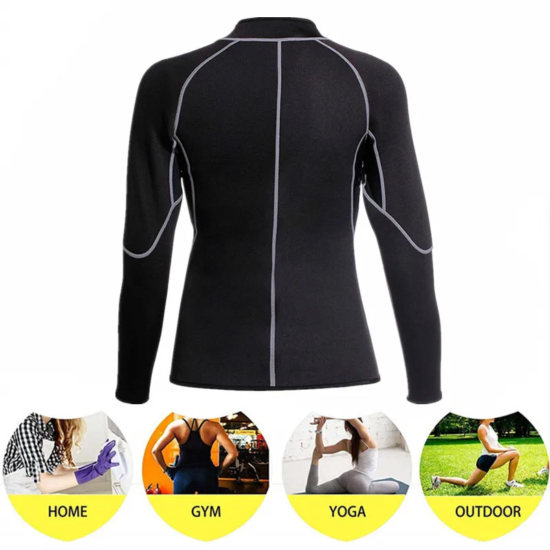 Sexy Women Seamless Yoga Top Sport Zipper Long Sleeve Yoga Shirt for Neoprene sweat sauna Quick Dry Breathable Gym Fitness Shirt