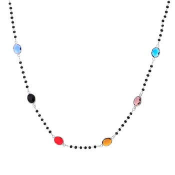 

Colorful Zircon Necklaces Crystal Beads Chain Round Geometric Bohemia Jewelry Pendant Necklace Gifts For Women 2020 New Fashion