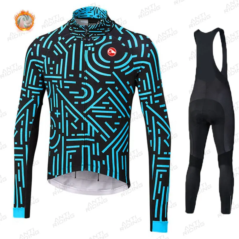 New 2021 Men's Winter Thermal Fleece Cycling Jersey cycling Maillot Ropa ciclismo Bicycle clothes Set Triathlon Suit | Спорт и