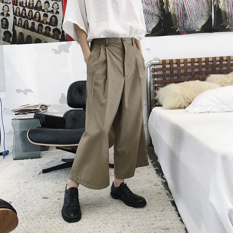Men's trousers Spring and Autumn style straight leg loose-fitting nine minutes Haren trousers male bell bottoms Yamamoto fashion