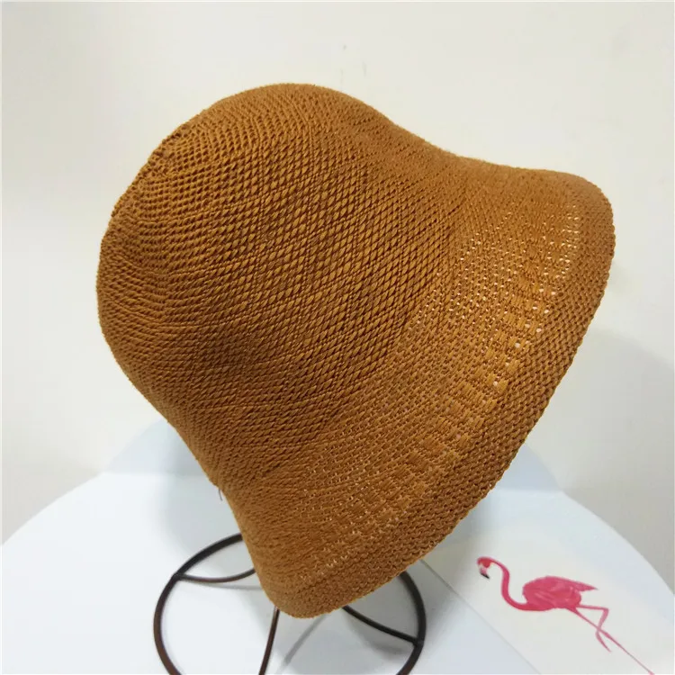 MAXSITI U новая однотонная вязаная Панама модные летние шапки для женщин Повседневная Рыбацкая шляпа - Цвет: Коричневый
