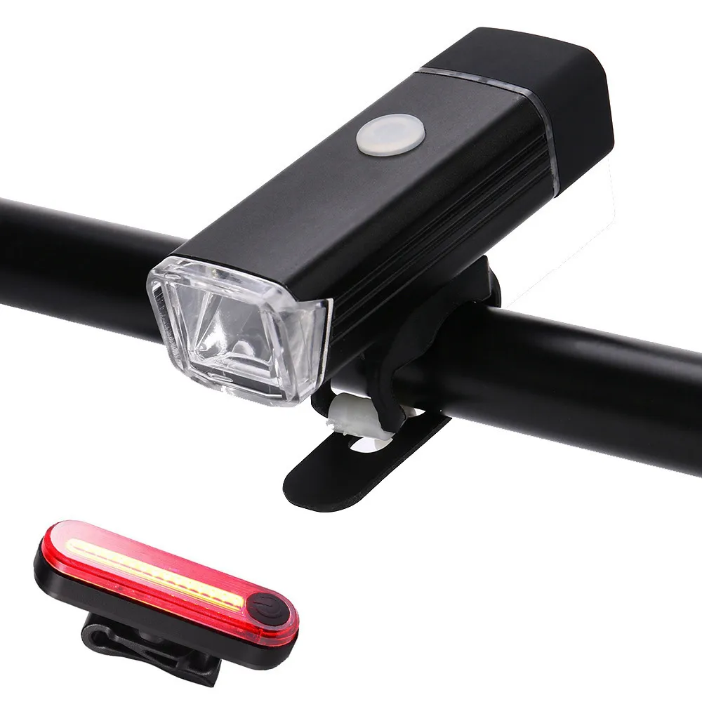 USB Rechargeable LED Bicycle Bright Bike Front Headlight and Rear Tail Light SetBicycle Bright Front Headlight and Rear Tail Lig
