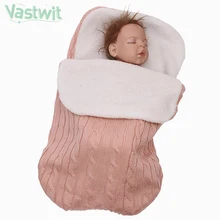 

Newborn Baby Winter Warm Lamb Wool Sleeping Bags Envelopes Infants Knitted Swaddle Wrap Toddler Kid Swaddling Blanket Sleep Sack