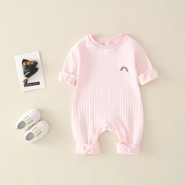 Newborn Infant Kid Baby Boy Girls Long Sleeve Romper Jumpsuit Clothes Outfits Warm Pure Color Cute Lovely Rainbow Clothing cool baby bodysuits	