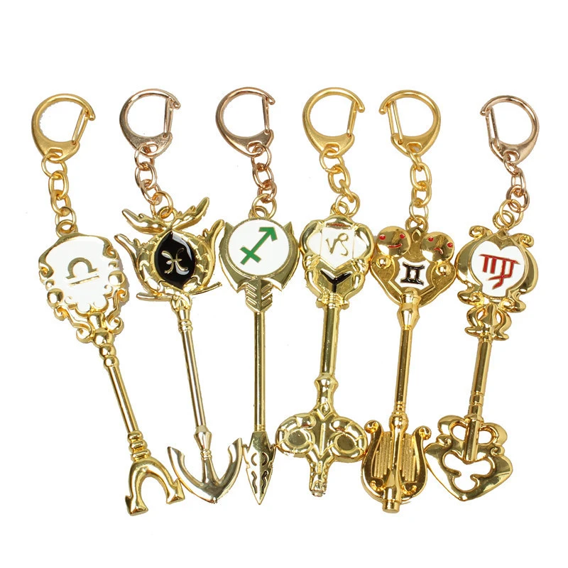 Fashion Fairy Tail Key Chains ZODIAC Star Spirit Magician Lucy summons Key Ring Twelve Constellation KEYCHAIN Cosplay Gift